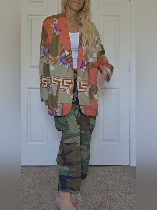 Marnie West Jackets & Blazers - Vintage Marnie West Floral Abstract Blazer Rayon Statement M
